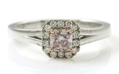 0.37ct Fancy Light Brown-Pink Diamond Ring GIA