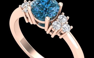 1 ctw Fancy Intense Blue Diamond Engagment Ring 18k Rose Gold