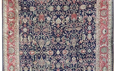 11 x 14 Navy Blue Semi-Antique Persian Mahal Rug