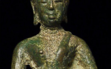 14/15thC true miniature Thai bronze Buddha. Very fine and rare.