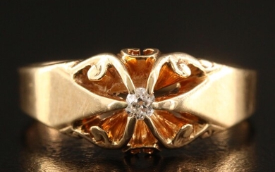 14K Diamond Belcher Set Ring