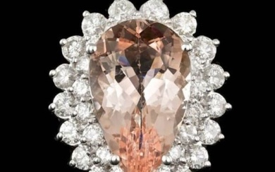 14K White Gold 7.84ct Morganite and 2.32ct Diamond Ring