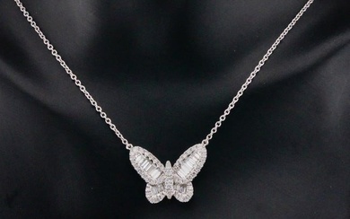 1.50ctw VS2-SI1/G-H Diamond 18K Butterfly Necklace