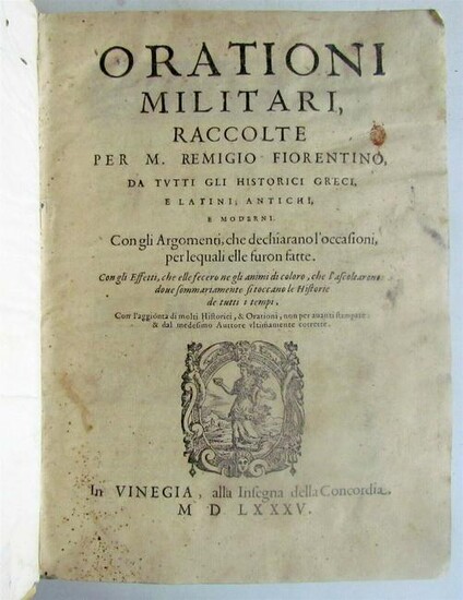 1585 MILITARY ORATIONS by Remigio Nannini in ITALIAN