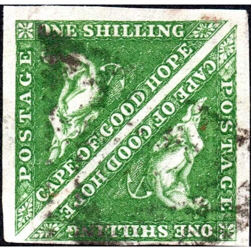 1855-63 WHITE PAPER 1/- DEEP DARK GREEN, a good to wide marg...