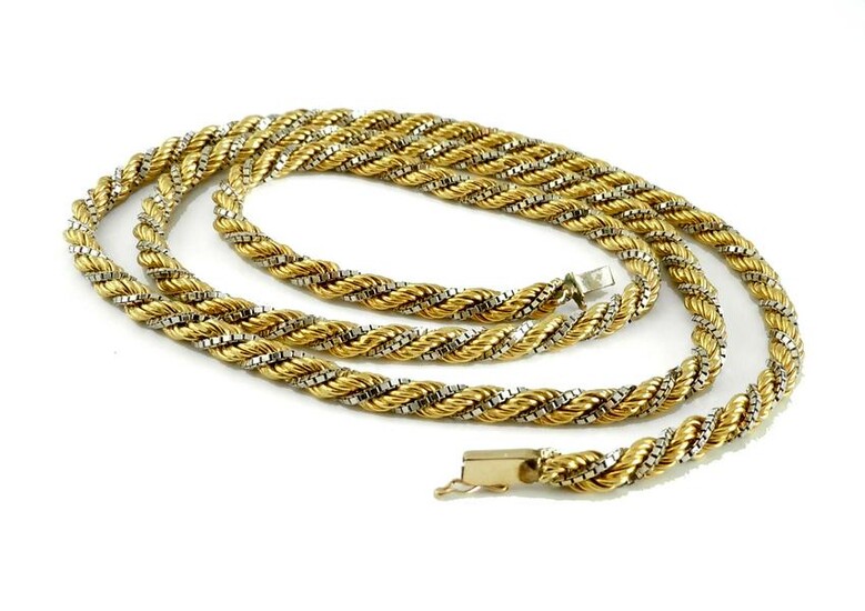 18K GOLD ROPE AND BOX LINK CHAIN NECKLACE 44 Gr, 28 In.