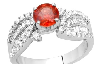 18K White Gold Setting with 1.17ct Orange Sapphire and 0.87ct Diamond Ring