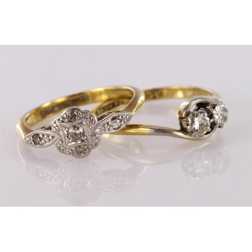 18ct and platinum diamond set daisy cluster ring with diamon...