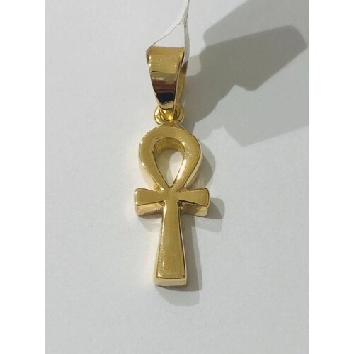 18ct yellow Gold key of life Pendant, 3cm long with bail and...