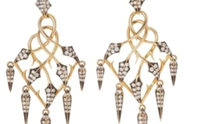 Stephen Webster, A Pair of Gold and Diamond 'Fly by Night' Earrings