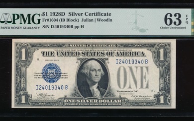 1928D $1 Silver Certificate PMG 63EPQ