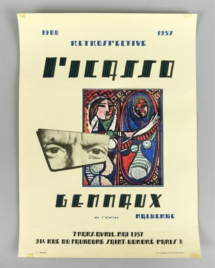 1957 PICASSO EXHIBITION POSTER W/ COLLAGE