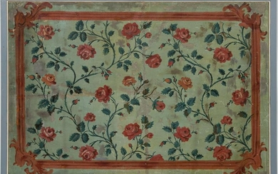 19th C. French School Coral Roses Oil on Canvas