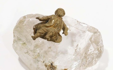 19th C. Russian Gilt Bronze Figure on Rock Crystal