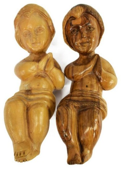 (2) CARVED WOOD CHRIST CHILD CRECHE FIGURES