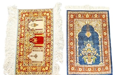 (2 Pc) Antique Turkish Hereke Silk Rugs