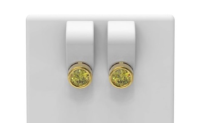 2 ctw Fancy Yellow Diamond Earrings 18K Yellow Gold