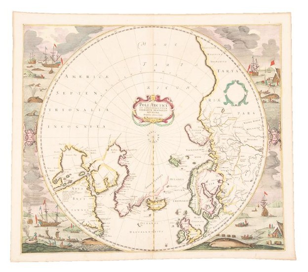 North polar regions with whaling scenes
