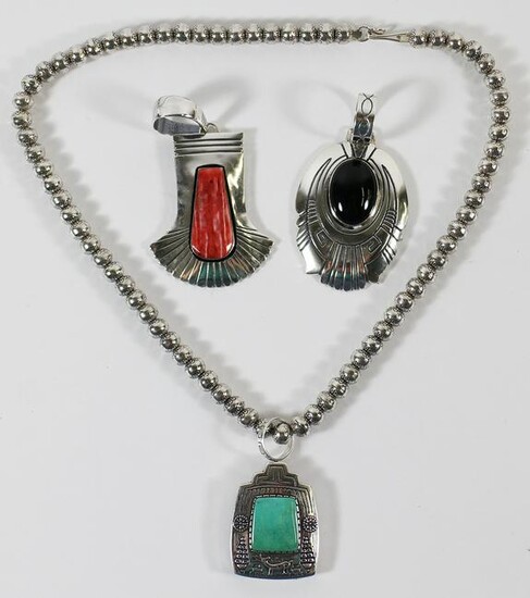 (3) NATIVE AMERICAN STERLING NECKLACE & PENDANTS