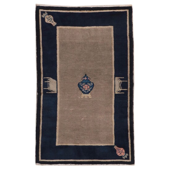 3' x 4'10 Hand-Knotted Chinese Art Deco Nichols Style Accent Rug