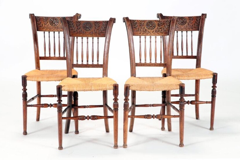 4 CARVED FRENCH PROVINCIAL CHAIRS C 1910