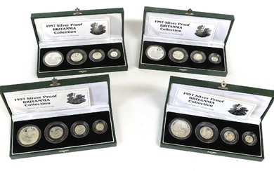 4x UK, Silver Proof Britannia Collections 1997, 4 coin sets...