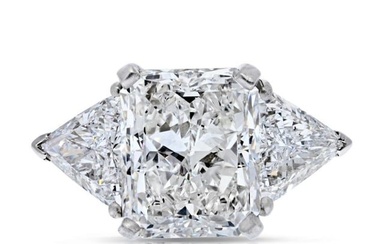 5 carat Radiant Cut Diamond G/VS2 GIA 5.56 Carat Radiant Cut Three Stone Diamond Engagement Ring