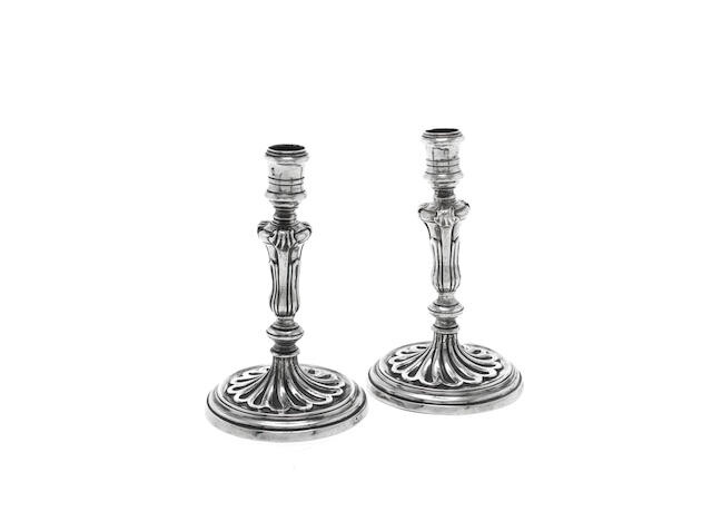 A pair of 18th century Italian silver candlesticks