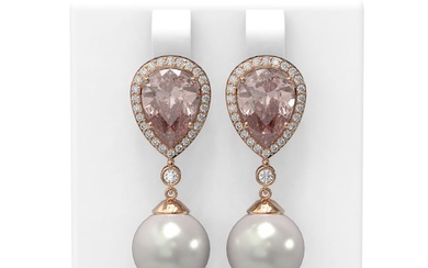6.63 ctw Morganite & Diamond Earrings 18K Rose Gold