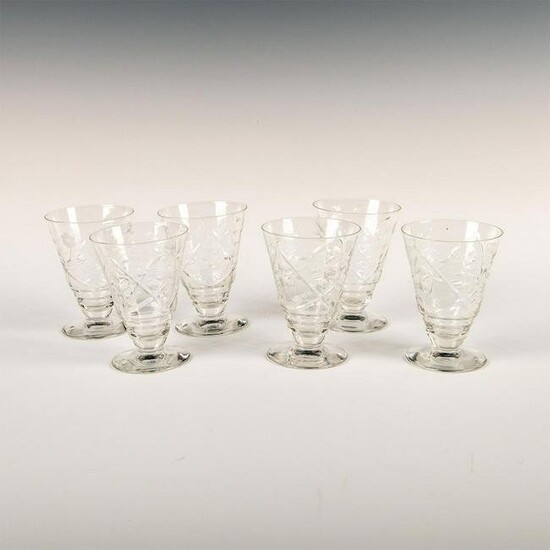 6pc Vintage Crystal Etched Small Parfait Glasses