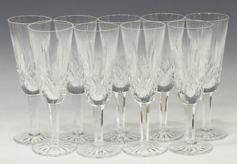 (9) WATERFORD 'LISMORE' CRYSTAL CHAMPAGNE FLUTES