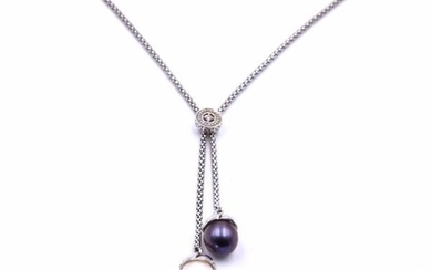 14k White Gold Pearl Drop Necklace