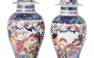 A pair of Chinese export porcelain baluster...