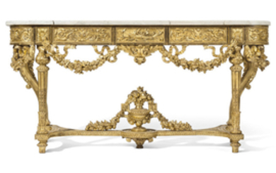 A FRENCH GILTWOOD CONSOLE, OF LOUIS XVI STYLE, LATE 19TH CENTURY