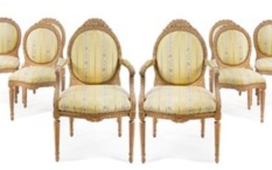 A Set of Twelve Louis XVI Style Dining Chairs Height 42