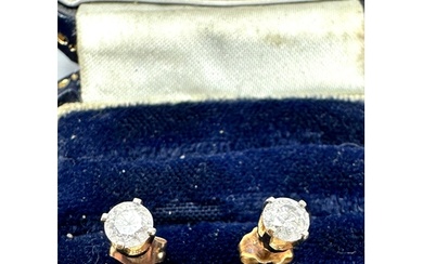 9ct gold diamond earrings each diamond measures 4mm 0.50ct ...