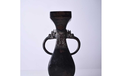 A Chinese bronze archaistic Hu form vase, possibly Ming Dyna...