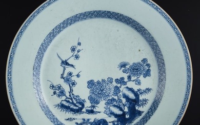 A Chinese export blue and white 'flower' plate, 18th century