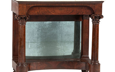 A Classical Carved and Veneered Walnut Marble Top Pier Table