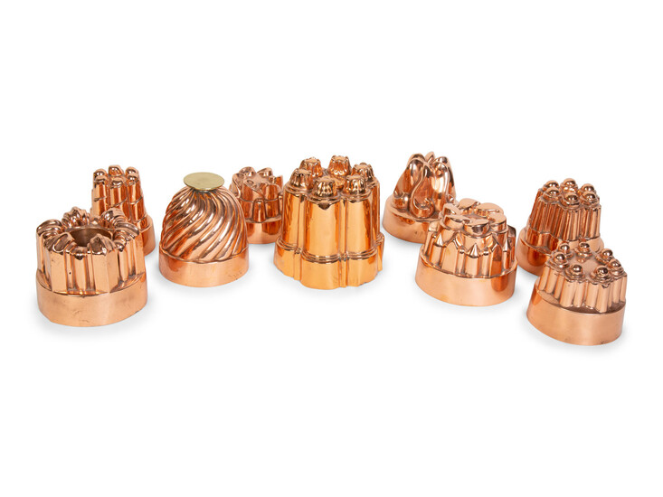 A Collection of 27 English Copper Jelly Molds