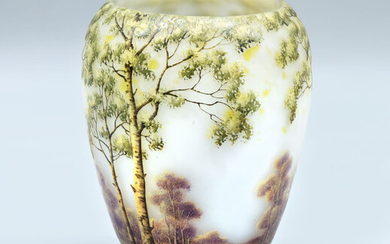 A Daum Nancy Cameo and Etched Glass Vase, France, 1900-1914