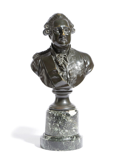 A FRENCH BRONZE BUST OF LOUIS XVI