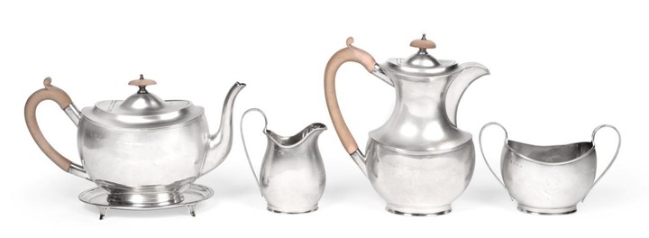 A Four Piece George V Silver Tea-Service and an Associated...