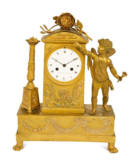 A French Empire Gilt Bronze Mantle Clock Homage a La Plus Belle