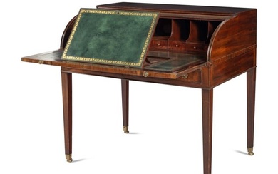 A George III Mahogany Tambour-Top Drafting Desk