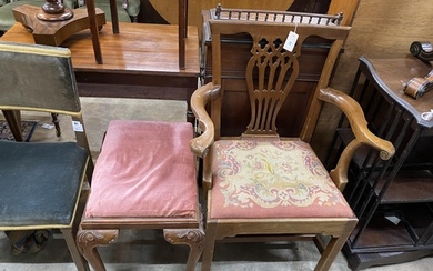 A George III style mahogany elbow chair and a George I style...