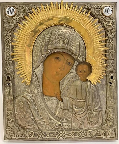 A LARGE & IMPOSING RUSSIAN ICON, 19TH C.