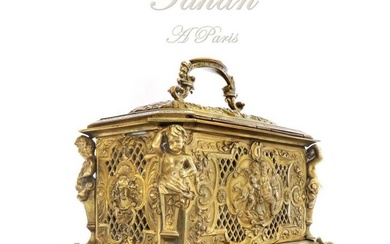 A Large 19th C. French Figural Bonze Box by Tahan