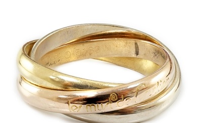 A Le Must De Cartier three colour 18ct gold Trinity ring, si...