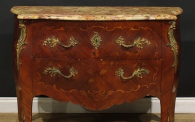 A Louis XV Revival gilt metal mounted kingwood and marquetry...